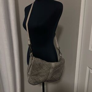 Stylish Woven Shoulder Bag - Gray 100% Italian Leather